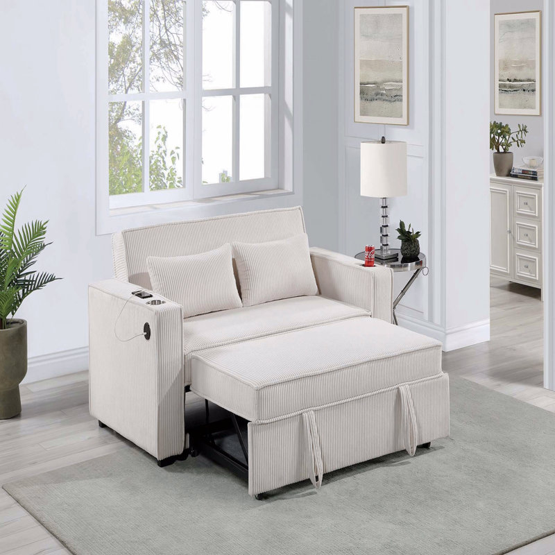 Canapé convertible en Corduroy, Beige
