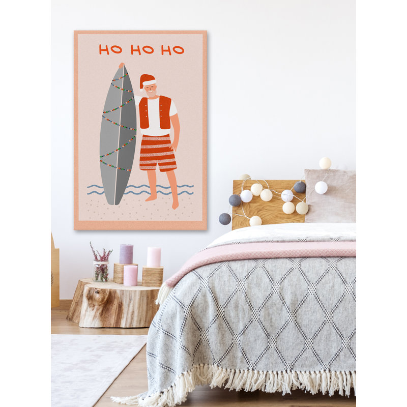 «Surfing Santa», reproduction sur toile tendue, H 12 po x l 8 po x P 1,5 po