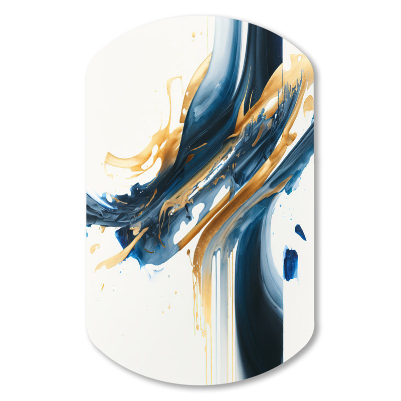 Élégante spirale abstraite II - spirales abstraites, décoration murale en métal forme asymétrique bleue