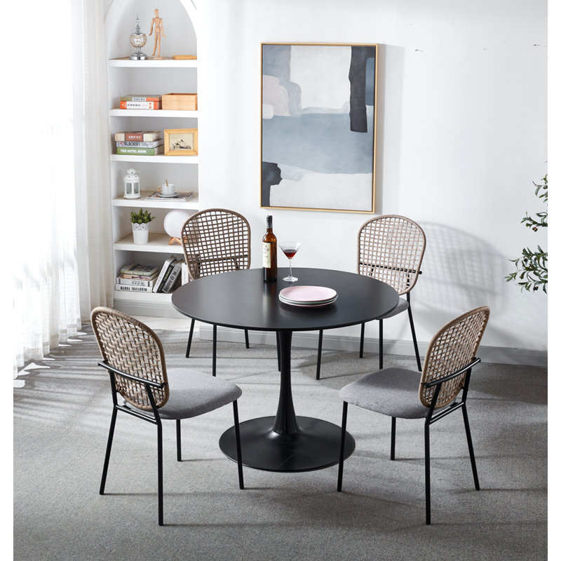 Keeyon Dining chair set of 4, Gray, Black