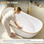 Baignoire de trempage autoportante en acrylique blanche autoportante l 59 po x P 29,5 po avec bordure dorée et bonde centrale-134401297