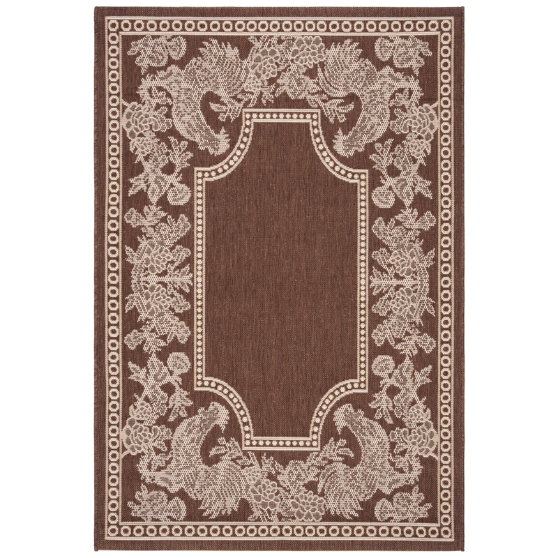 Tapis d'intérieur / extérieur à motif floral Havza, Rectangle 6 pi 7 po x 9 pi 6 po