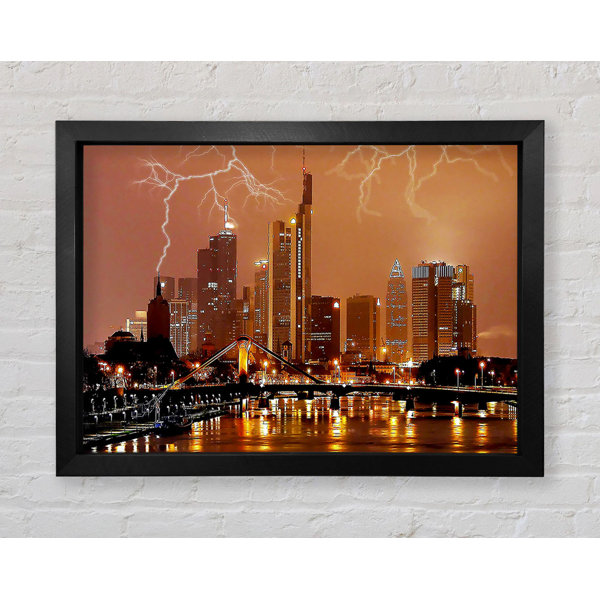 Ebern Designs City Lightning Bolts - Einzelner Bilderrahmen Kunstdrucke ...