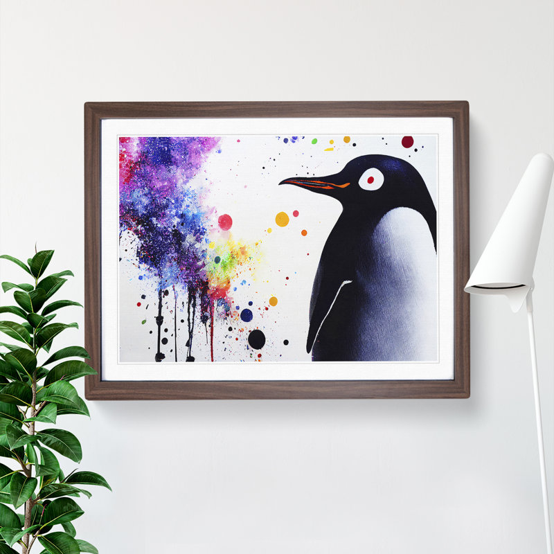 XH1022-6881X Penguin Splash Vol.2 - Single Picture Frame Print, 46cm H x 64cm W x 2cm D, Walnut Framed