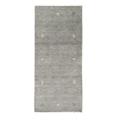 Wool Geometric Area Rug in Gray
