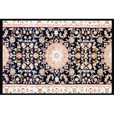 Hand-Knotted High-Quality Navy and Yellow Runner
