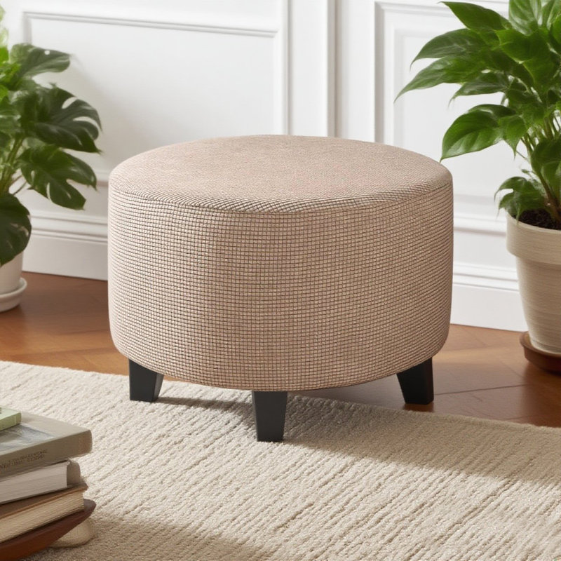Couvre-pieds extensibles en jacquard à carreaux lavables à la machine et lavables à la machine avec protège-repose-pieds élastique