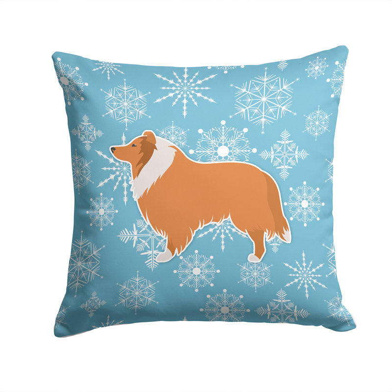 Coussin intérieur/extérieur en flocons d’hiver, H 14 po x l 14 po x P 3 po