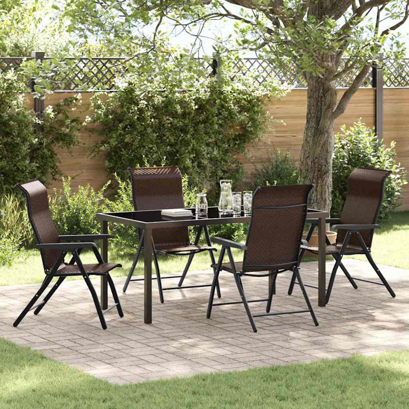 4 - Person Patio Dining Set with, Brown, 73cm H x 160cm W x 80cm D