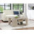 Mong Weathered Beige Wood Abstract Coffee Table with Hidden Casters by "Ivy Bronx"