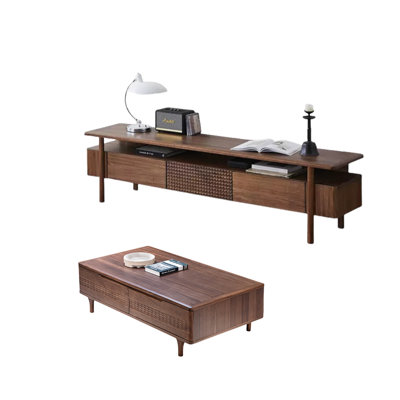 Vintage style TV stand paired with coffee table by Finaewg