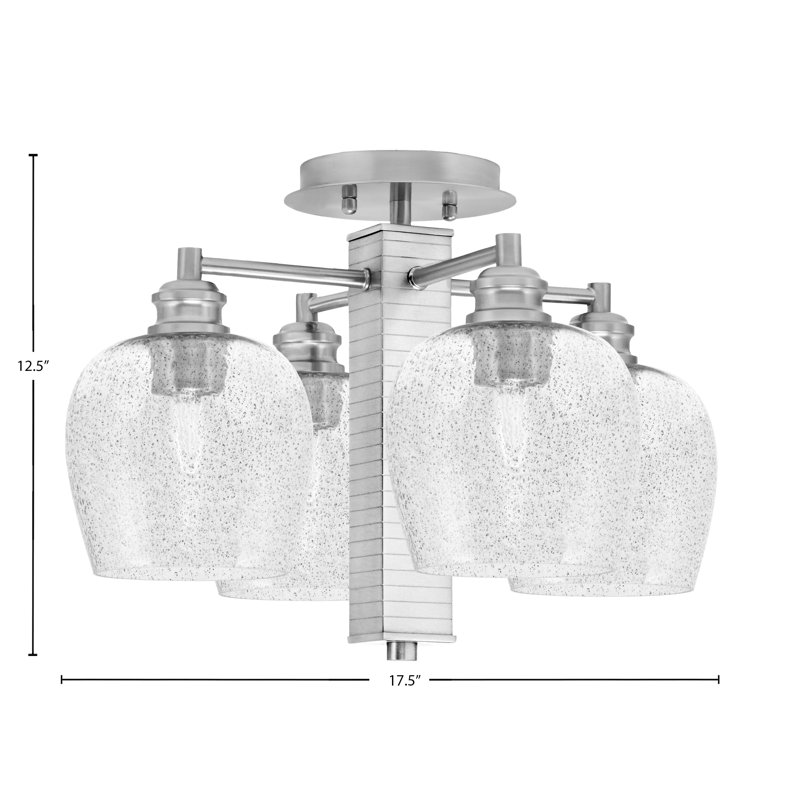 Edge 4 Light Semi-Flush Shown With 6" Bubble Glass, Brushed Nickel, Smoke