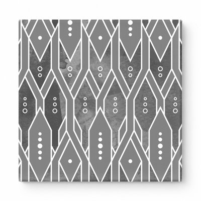 Gray Geometric Diamond Pattern — Square Canvas Wall Art