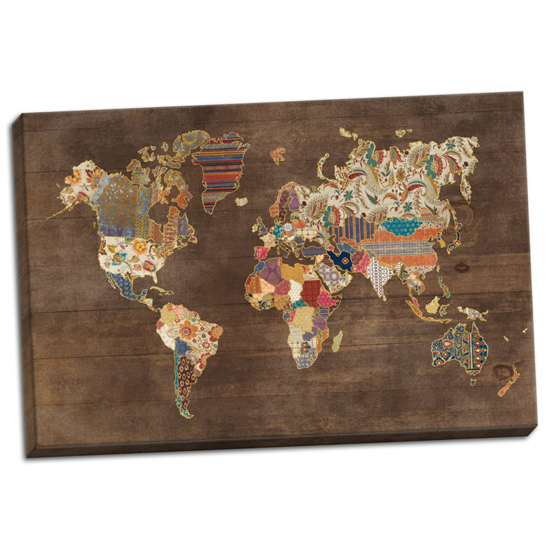 « pattern world map », impression, Toile tendue, H 12 po x l 18 po x P 0,75 po