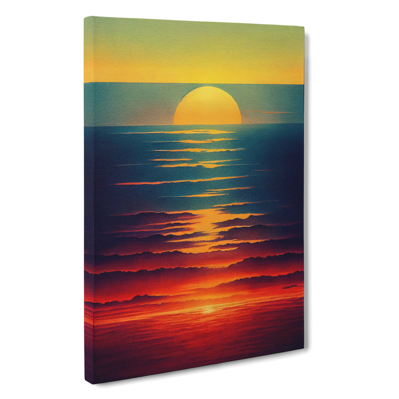Sunset Watercolour Art No.6 - Wrapped Canvas Print, 50cm H x 35cm W x 3cm D