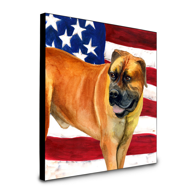 Panneau mural patriotique art Double Down, Boerboel mastiff