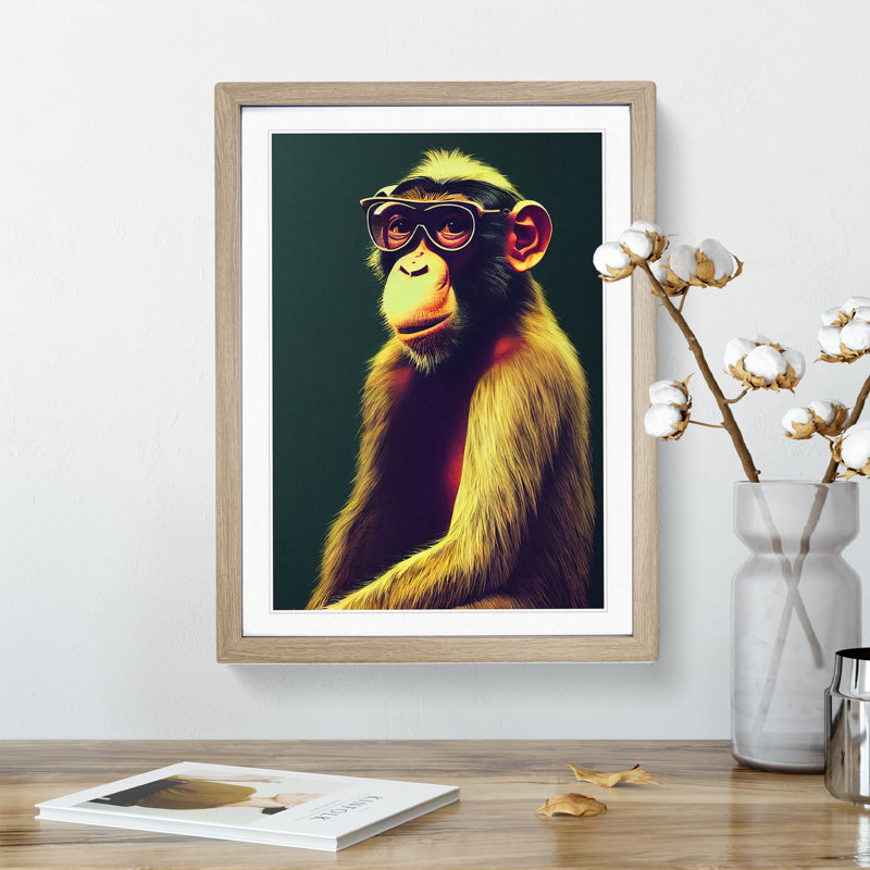 Special Monkey - Single Picture Frame Print, 64cm H x 46cm W x 2cm D, Oak Framed