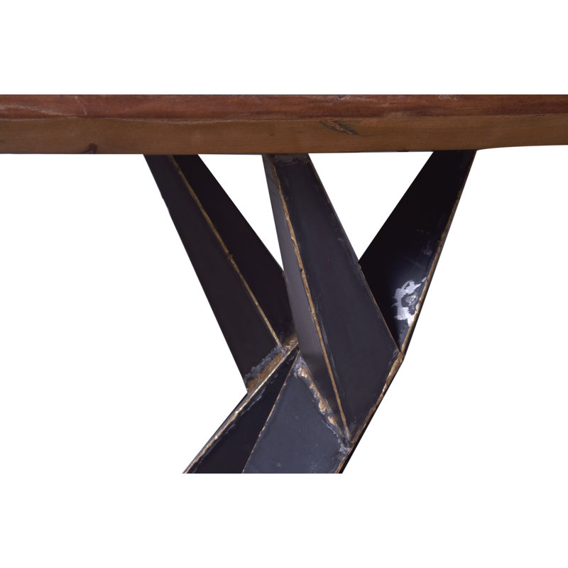 Table basse Faunia en bois d'acajou récupéré avec base en acier noir 