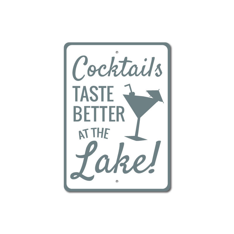 Enseigne en aluminium Cocktail At The Lake, H 14 po x l 10 po x P 0,04 po