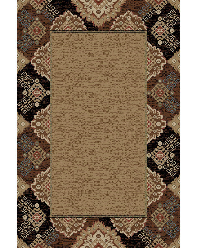 Tapis noir de style sud-ouest Chateaux, Rectangle 5 pi 3 po x 7 pi 7 po