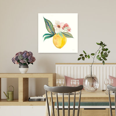 Minimalist Retro Vintage Citrus Summer Iv With Botanical Florals Art