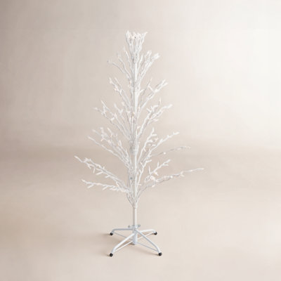 White Lighted Cascade Twig Tree