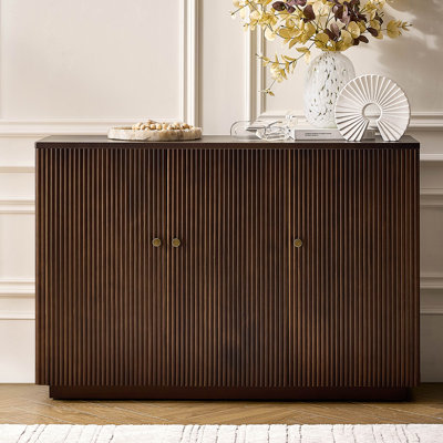 Martha Modern 48" Wide 3-Door Fluted Solid Wood Sideboard with Cable Management and Adjustable Shelves