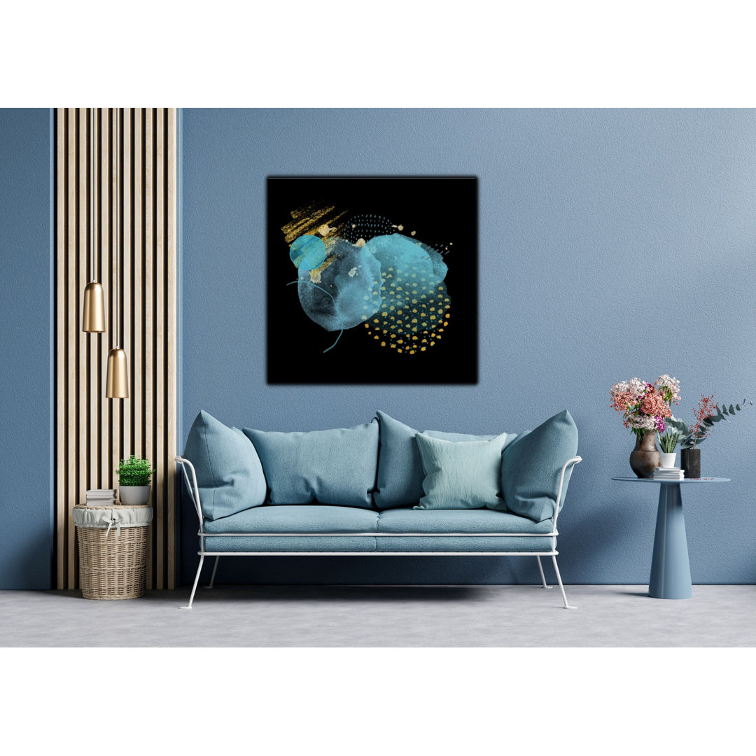 Abstraction in Blue and Gold - Wrapped Canvas Painting