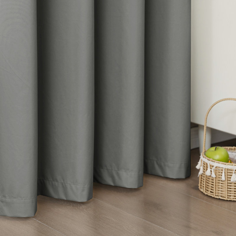 Paire de rideaux en polyester doux 100% occultant avec œillets, L 52 po x L 96 po, Blanc