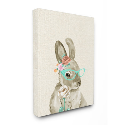 «Woodland Bunny with Cat Eye Glasses», art sur toile