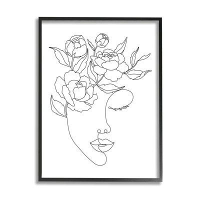 " Floral Woman Face Line Doodle " by JJ Design House LLC