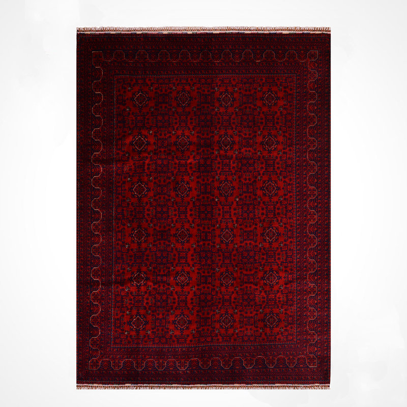 Tapis en laine et coton rouge noué à la main Original