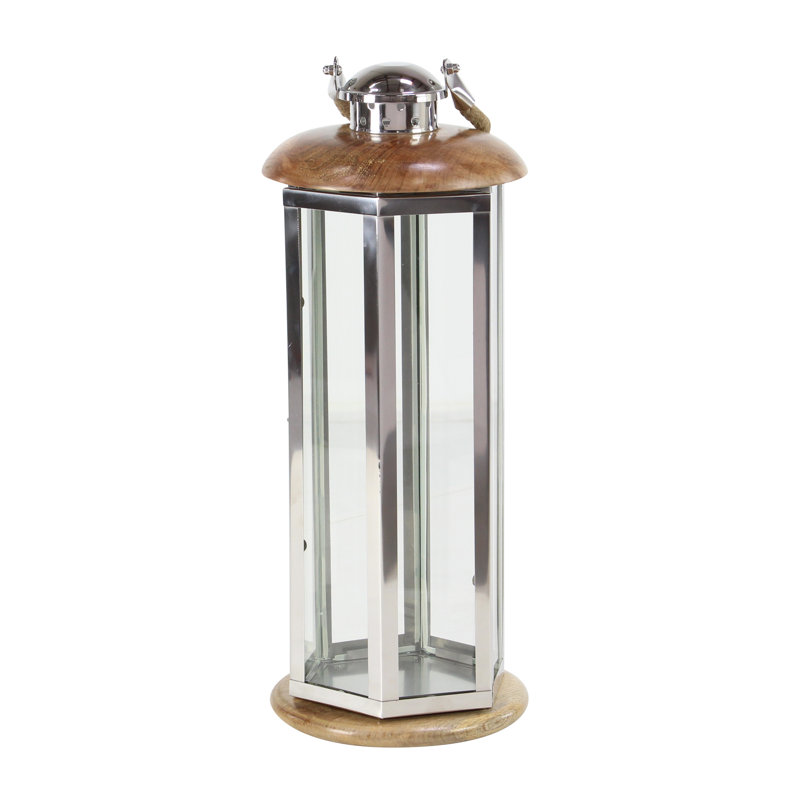 Lanterne en bois traditionnel, H 25 po x l 10 po x P 10 po