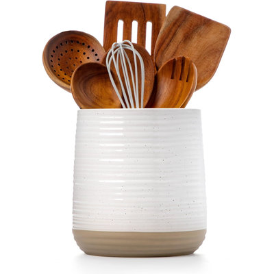 Grand porte-ustensiles de cuisine en céramique 6,8 po - Porte-ustensiles pour comptoir de cuisine