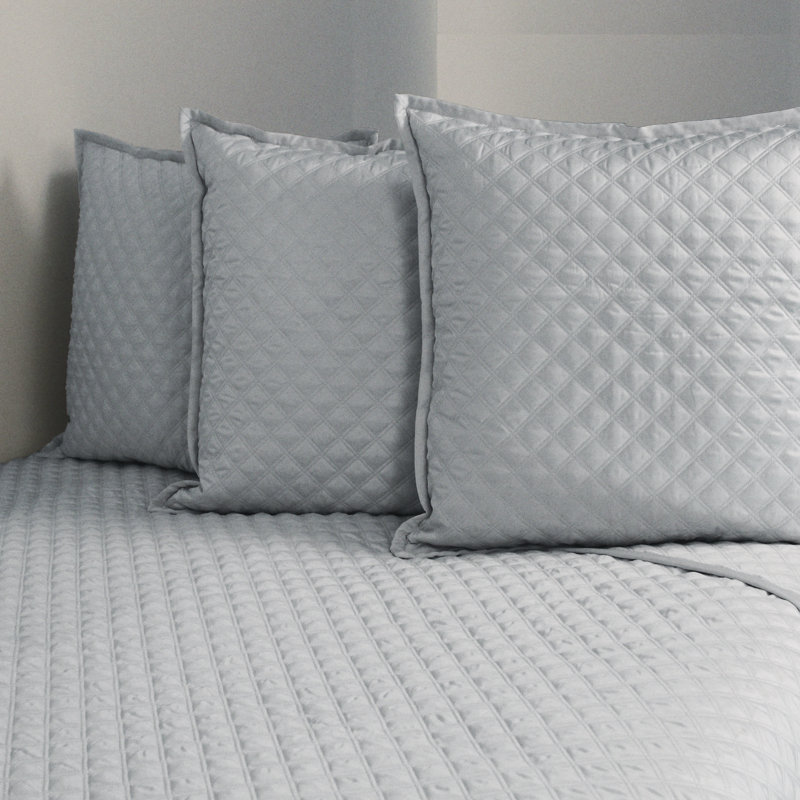 Double Diamond Coverlet, Silver, King Coverlet + 3 Euro Shams