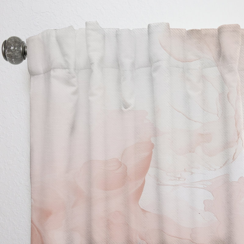 Rideau en velours rose délicat abstrait I - rideau moderne en velours - obscurcissant - 1 panneau, L 52 po x L 95 po