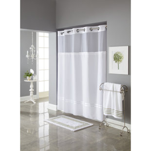 Teal And Taupe Shower Curtain Hookless