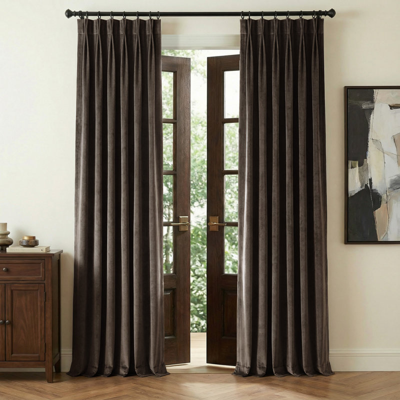  Velvet Pinch Pleated Back Tab Blackout Curtains Thick UV Protect Thermal Insulation Elegant Drapes for Season Dining Room/Bedroom/Living Room/Dorm, 2 Panels