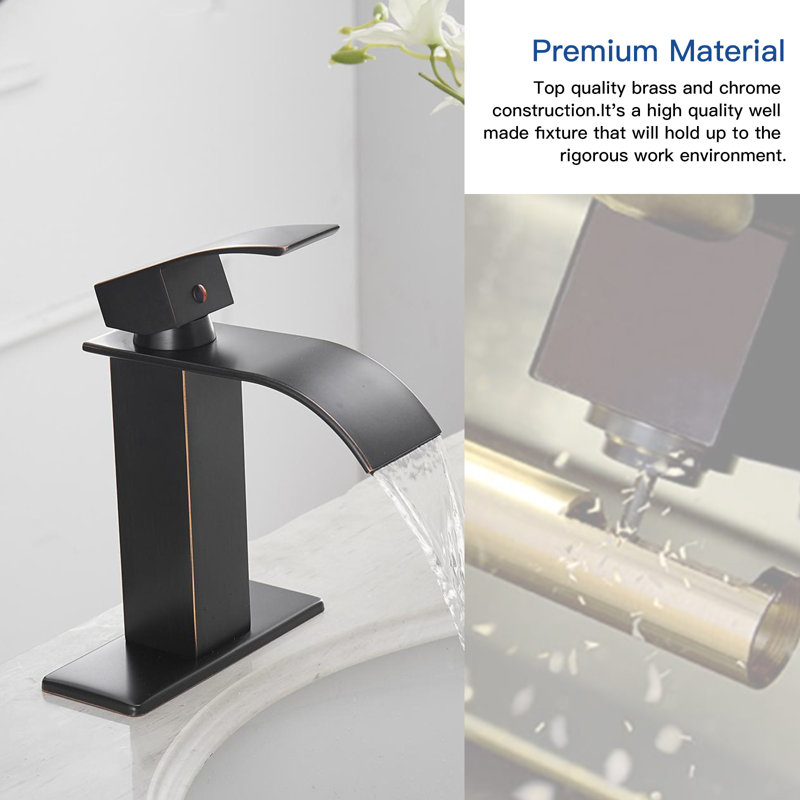 Waterfall Low-Arc Single Hole Bathroom Faucet, Oil Rubbed Bronze