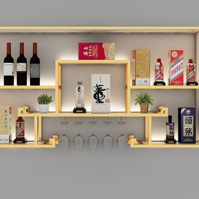 Creative wall-mounted wine rack, Gold, 31.4" H x 47.2" W x 7.8" D