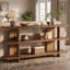 Console d'entrée 63 pouces avec rangement, canapé long et étroit à 3 niveaux pour le salon