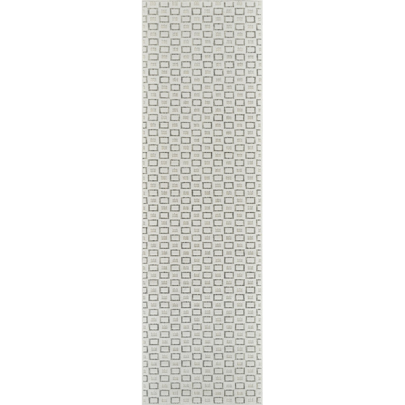 Rug Branch Vector 2' x 8' (2'3"x8') Cream/Beige Geometric Indoor Runner Rug, Contemporary, Low Pile, Stain-Resistant Hallway Carpet - Entryway, Mudroom, Bedroom, and Kitchen
