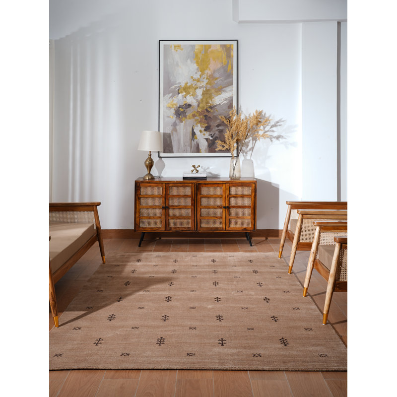 Ownby Hand Knotted Loom Wool Eco-Friendly Area Rugs - Rectangle, Camel Brown Color, Contemporary Modern Design, High Pile Thick Handmade Anti Skid Area Rugs for Living Room, Bed Room