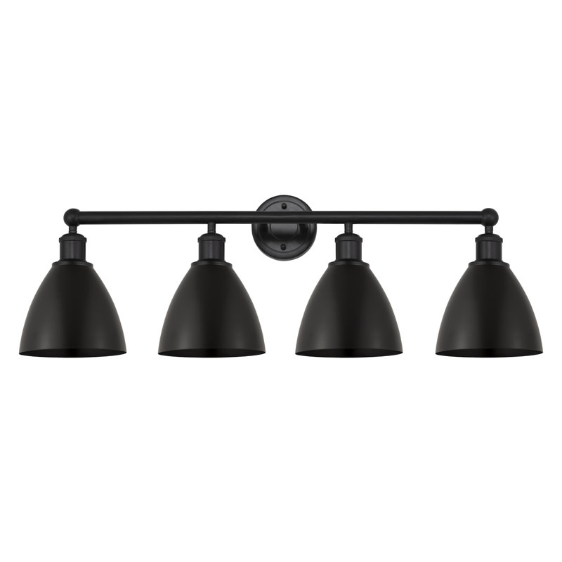 Éclairage pour meuble-lavabo en métal 4 lumières 34,5 pouces Bristol, Noir mat, Noir mat