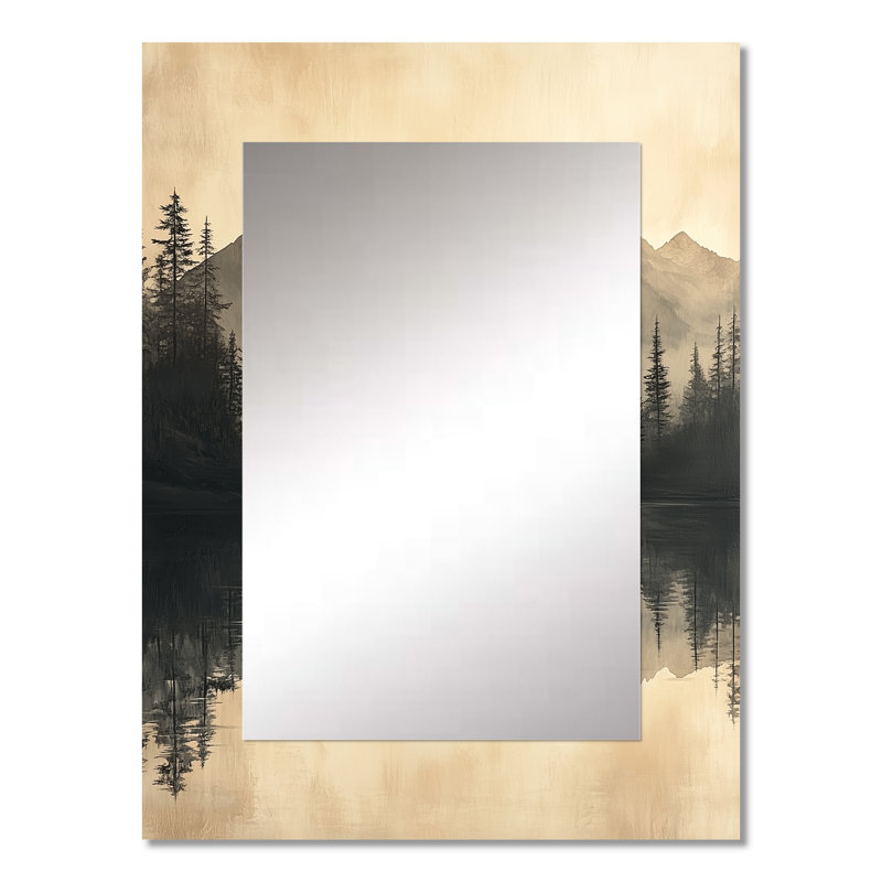 Gris, minimalisme, paysage d'hiver de la Norvège II - lac, miroir mural unique, Lake House, reproduction d'art en métal