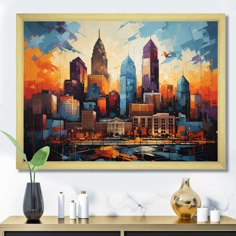 City Charlotte Collage IV sur toile, Toile tendue, H 24 po x l 32 po x P 1 po