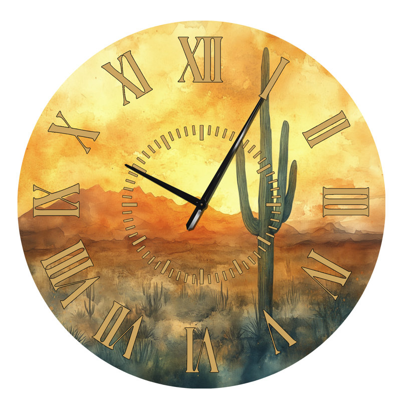 Horloge murale ronde en métal Golden Desert, Surdimensionné