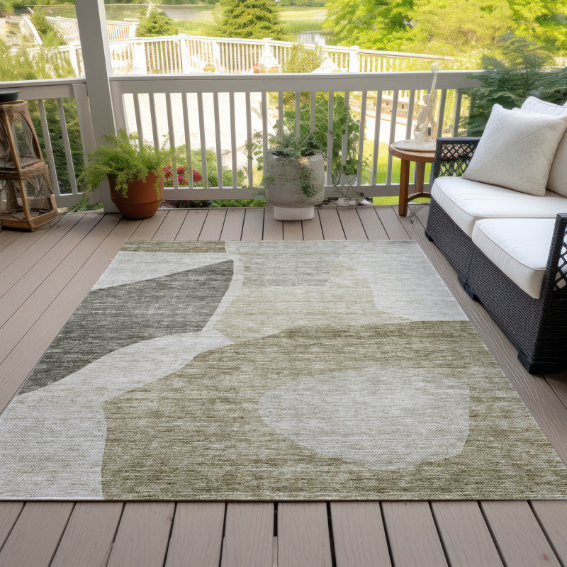 Cheridyn Washable Abstract Indoor / Outdoor Rug, Rectangle 9' x 12'