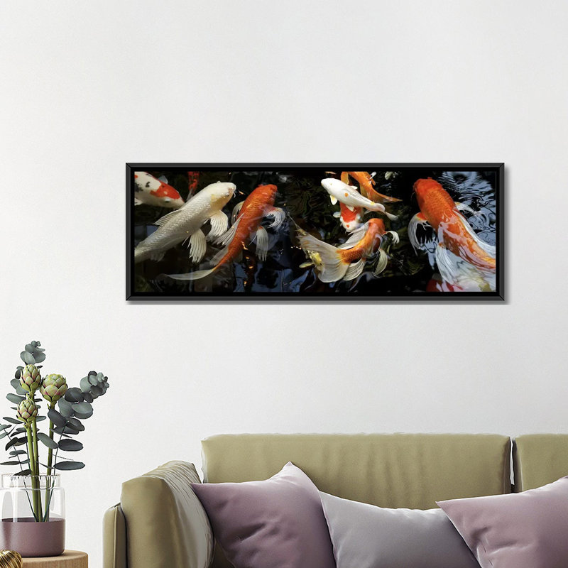 « koi carp naged », reproduction de photo sur toile, H 20 po x l 60 po x P 1,5 po, Toile tendue