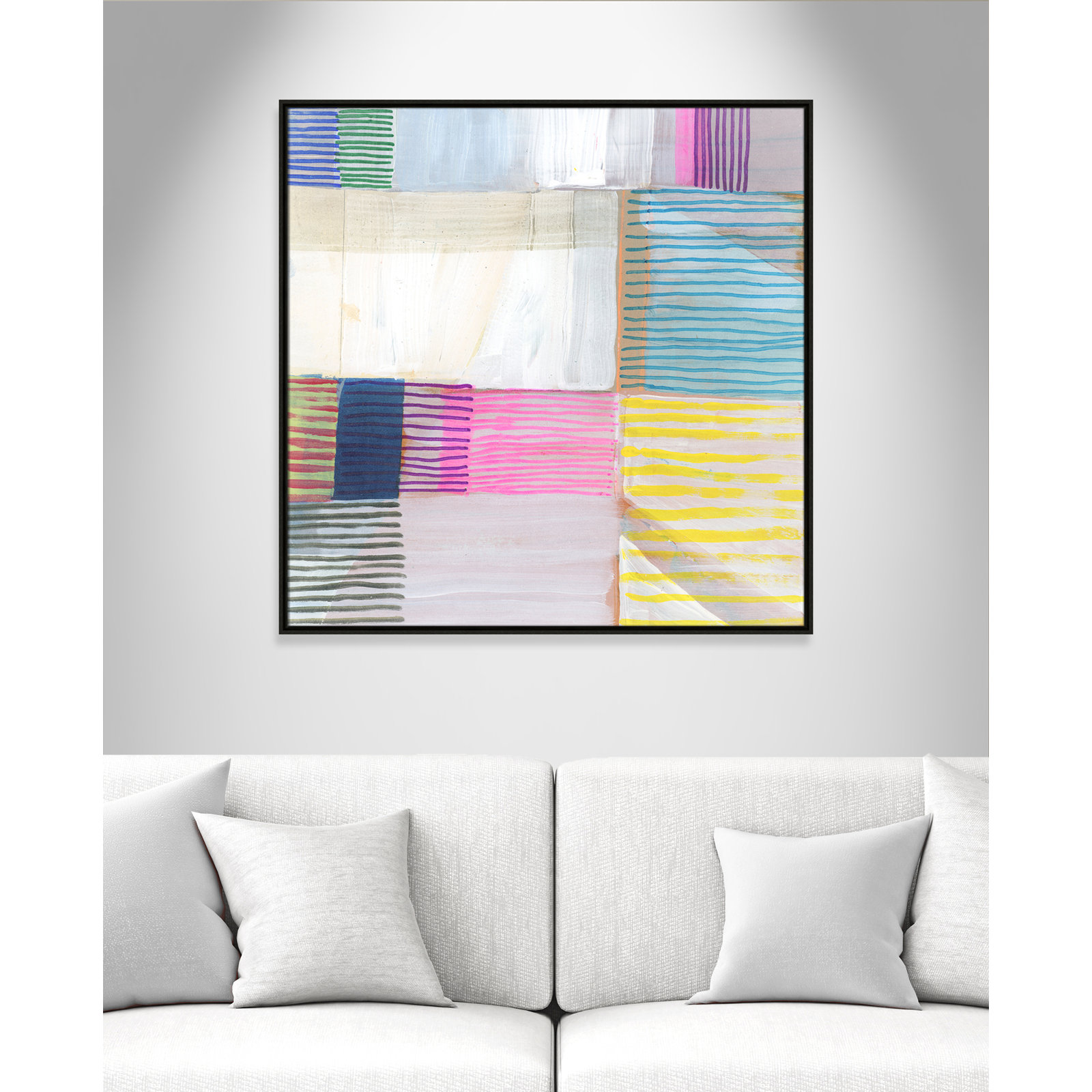 Clarendon "Bright Net II" Painting by Cartissi, Espresso Framed, 37.5" H x 37.5" W x 2" D